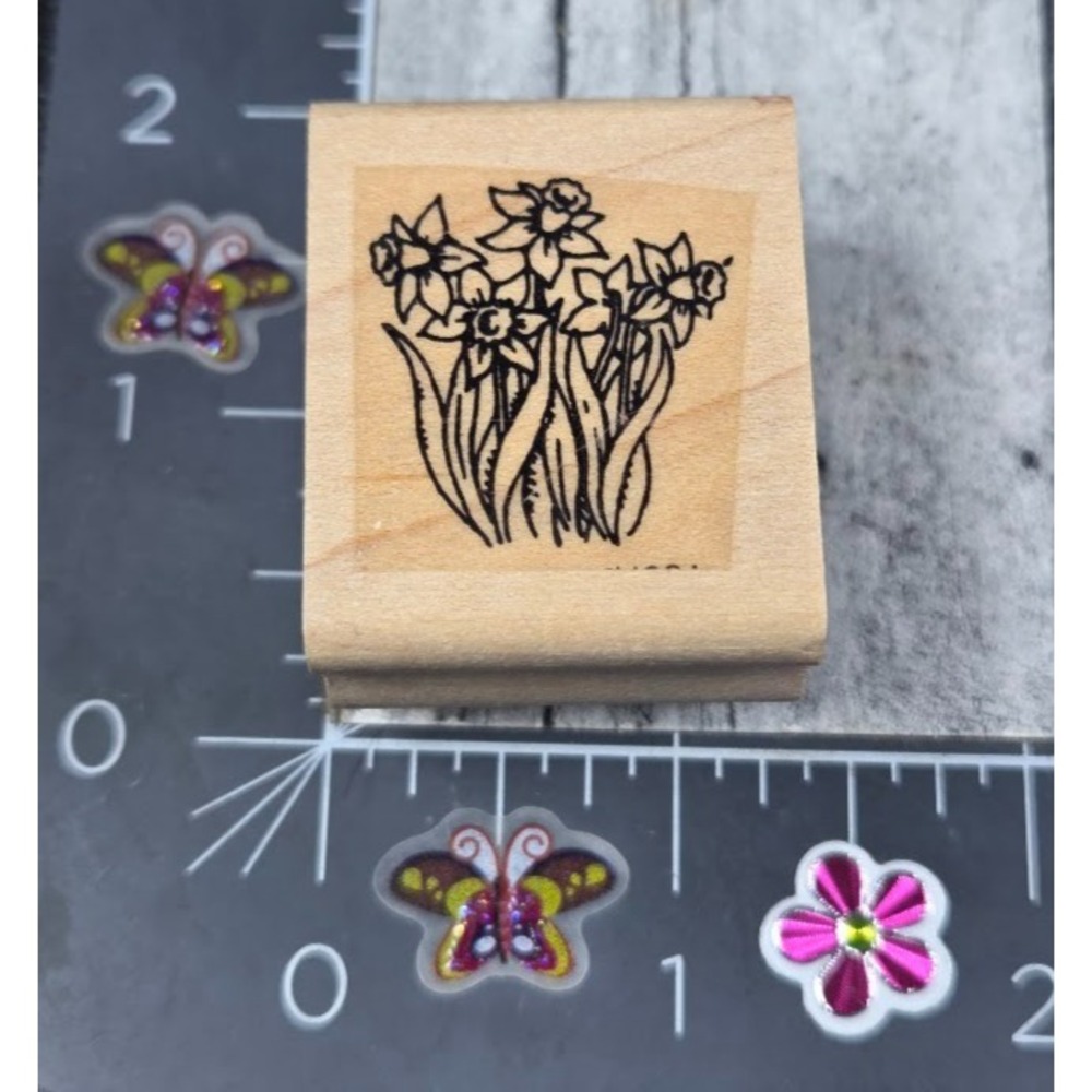 Stampin' Up! Daffodils Flower Patch Garden Rubber Stamp Wood #A9
